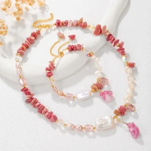 Stones Beaded Jewelry Fashion Pearl Natural Stone Beaded Necklaces Bracelets Women