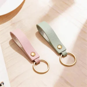 Strap Keyring Pink Green Real Leather Personalized Bag Charm Gifts