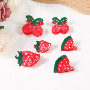 Strawberry Cherry Fruit shaped Style Girl Hair Claw Shark Clip Custom Logo Women Back of Head Updo Hair Accessory