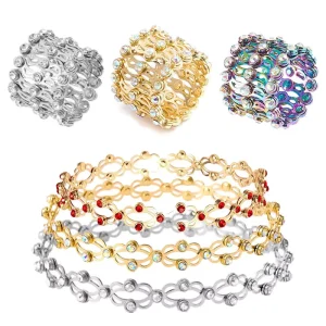 Stretch Ring Deformable Copper Bracelet Hollow Adjustable Metal Zircon Colored Ring Bracelet