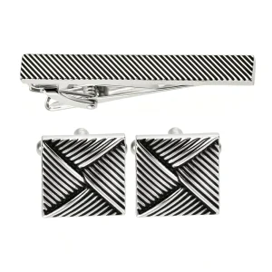 Strip Texture Elegant Cufflink Tie Clip Set Custom Men Formal Business Suit Shirt Fashion Accessory Tuxedo Jewelry