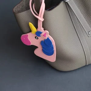 Style Fashion Unicorn Leather Pendant Lanyard Holder Handbag Car Keychain Accessories Shoulder Bag Charms