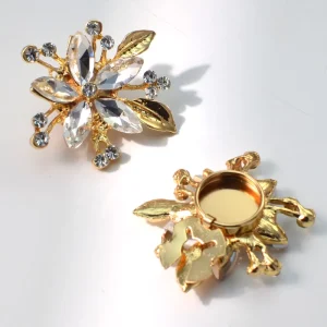 Stylish Button Cover Rhinestone Flower Brooch Cufflinks Tortoise Shell for Shirts Trendy Fashion Accessory Versatile
