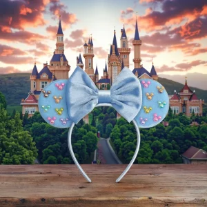 Stylish Costume Parties Hair Accessories Soft Comfortable Velvet with Colorful Beads and Bow Mouse Ears Headband for Women