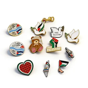 Stylish Creative Carved Fashion Palestine for Peace Ribbon Brooch Love Metal Collar Badge