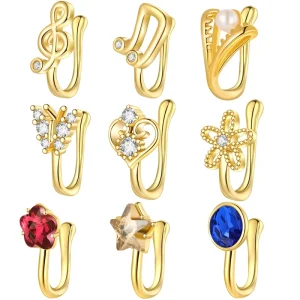 Stylish Edgy U shaped Copper Zircon PVD Piercing Jewelry Nose Ring Body Jewelry European American Style Women’s Daily Wear