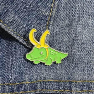 Stylish Fashion Cartoon Crocodile Cross Metal Brooch with Flower Pyramid Angel Music Motifs for Clothing Accessories