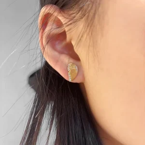 Stylish Fashion Jewelry Earrings Stripe Cubic Zirconia Waterproof Stainless Steel Butterfly Stud Earrings Women