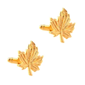 Stylish Gold Maple Leaf Cufflinks for Men Custom Business Suit Shirt & Tuxedo Accessory Fashion Novelty Tie Clip