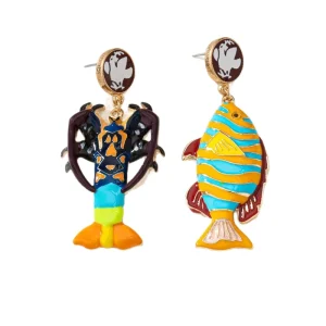 Stylish Hand Painted Enamel Ocean Themed Shell Earring Luxury Fashion Jewelry for Daily Life
