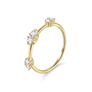 Stylish Petite Circle Design Minimalist Engagement Ring Wont Fade Made 925 Sterling Silver Moissanite Inlay