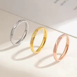 Stylish and Trendy Stainless Steel Diamond encrusted Wedding Jewelry Couple Rings