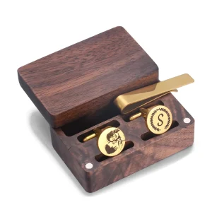 Subli forward Personalized Name Stainless Steel Cufflinks Tie Clip Wooden Box Men’s Groomsmen Bachelor Party Gift