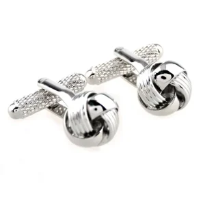 Sublimation Silver Love Knot Cufflinks Custom Mens Suit Shirt Fashion Accessory Wedding Tuxedo Trendy Jewelry Gift Set