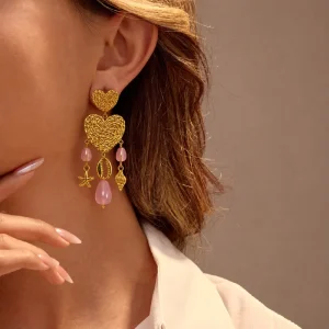 Summer Bohemian Ocean Tassel Drop Earrings Heart Shell Starfish Beads Earrings for Girls Trendy Jewelry for Beach