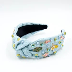 Summer Cactus & Starfish Knotted Headbands Multi Color Hair Hoops Beach Vacation Hair Accessories