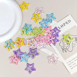 Summer Drop Oil Polka Dot Five Pointed Star Metal Hair Clip for Girls Side Bangs Party BB Clip