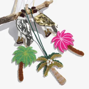 Summer Fashion Bag Charm Custom Handmade Glass Coconut Tree Flying Eagle Design Matched Bag Accessory Bag Parts