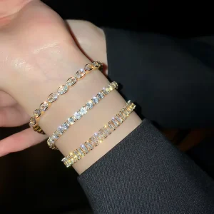 Summer Fashion Bracelet for Women Shinny Zircon Link Chain Stylish Bangles & Jewelry
