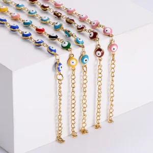 Summer Fashion Foot Chain Jewelry Colorful Beaded Anklet Heart Tassel Pendant Anklet Bohemian Anklet Set