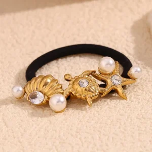 Summer Fashion Jewelry Accessories Pearl Sea Animal Hair Ties for Women 316L Stainless Steel Jewelry