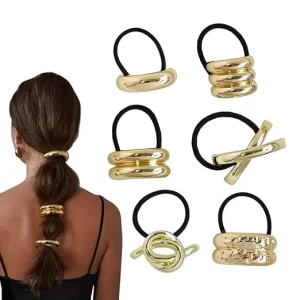 Summer Fashionable Hair Accessories Gold Plated Metal Pendant Elastic Women’s Hair Accessories