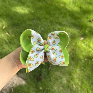 Summer Fruit Print Grosgrain Hair Bows Girls Large Layered Hair Clips Kids Holiday Hair Accessories