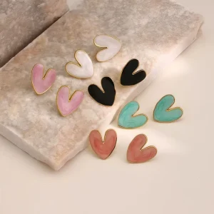 Summer Hot Selling Stainless Steel Enamel Heart Earrings Stainless Steel Jewelry