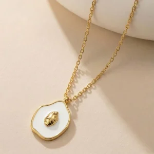 Summer Jewelry 925 Sterling Silver Gold Plated Enamel Irregular Shell Pendant Necklace for Women
