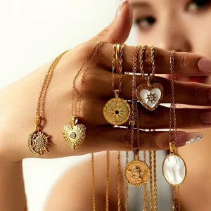 Summer Jewelry Women Stainless Steel Luxury Niche Accessories Cross Zircon Trendy 18K Gold Plated Pendant Necklace