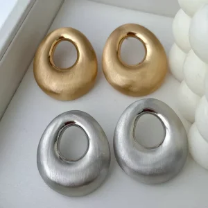 Summer New Style Earrings Metal Hollow Teardrop shaped Matte Finish Stud Earrings Classic Style