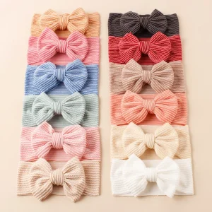 Summer Newborn Handmade Hair Accessories Baby Headbands Nylon Hairbands With Bows Fabric Head Wraps and Bows for Kids Children’s