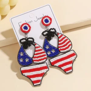 Summer Ocean Handmade Glass Beaded Stud Earrings Swimwear Seaside Holiday Decorations Fashion Accessories Gifts Women’s