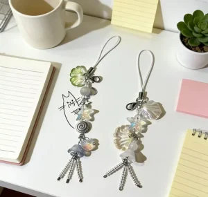 Summer Ocean Style Cute Phone Charm Strap Seashell Jelly Fish Pendant Key Strap Lanyard Girl Woman Bag Keychain Keycord