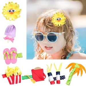 Summer Sculpture Hair Clip for Kids Sunflower Ice Cream Coconut Palm Tree Popcorn Flip Flop Hair Clips for Party Beach