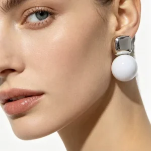 Summer Square Big Pearl Drop Earrings for Women Sweet Girl Gift
