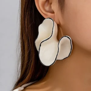 Summer Vacation Elegant Stylish Exaggerated Resin Large Flower Dangle Earrings for Women Asymmetric Bijoux Fashion Jewelry 25