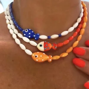 Summer Vacation Student Daily Colorful Beaded Starfish Necklace Cute Multi-color Clown Fish Necklace Gifts for Women