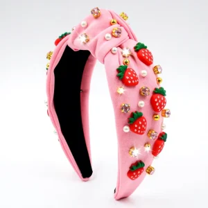 Summer Vacation Sweet Fabric Beads Diamonds Sticky Aocado Strawberry Watermelon Accessories Knot Fashion Wide brimmed Fruit Hair