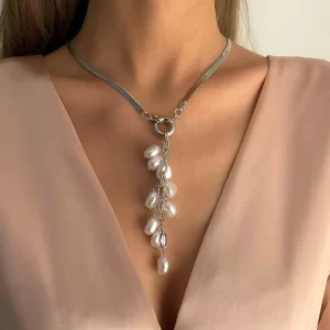 Summer Vintage Elegant Imitation Pearl Pendant Necklace Women’s Fashion Jewelry Necklace Party Fashion Accessories Gifts