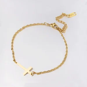 Summer Women Jewelry Simple Stainless Steel Cross Charm Link Chain Women’s Bracelet Anklet