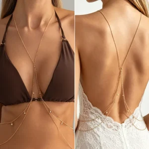Summer fashion beach-style bikini cross-necklace-chain integrated chain Sexy diamond-studded body chain jewelry for women