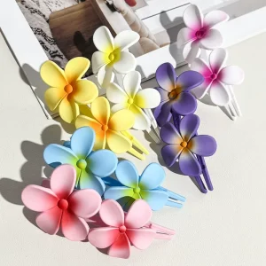 Summers Tropical Large Hawaiian Plumeria Hair Clip pink Green Yellow Blue Flower Hair Clip for Women Girls Hair Accessories