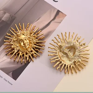 Sun Goddess Relief Brooch European American Medieval Court Vintage Style Alloy Pin Unisex Suit Coat Windbreaker Four Seasons
