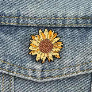 Sunflower Enamel Pins Romantic Flower Brooches Metal Lapel Badge Decoration Jewelry Gifts