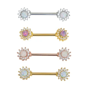 Sunflower Stainless Steel Fine Nipple Ring Body Jewelry Women Colorful Opal Trendy Gift Piercing