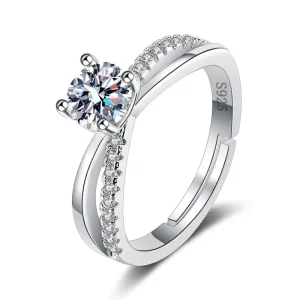 Super Brilliant 1Ct Round Shaped Diamond Moissanite Eternity Women 925 Sterling Silver Rings for Wedding Fashion Jewelry