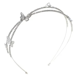 Super Fairy Double Row Thin Headband Rhinestone High Sweet Princess Headband out Hair Fixer Hairpin Hair Ornaments