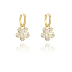 Super Flash Simple Exquisite Flower Premium Ear Buckle Versatile Fashion Sweet Earring Design Trendy Earaccessory