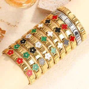 Super Link Italian Charm Bracelet 9mm White Pink Green Black Purple Four leaf Clover Party Accessories Fashion Bracelets